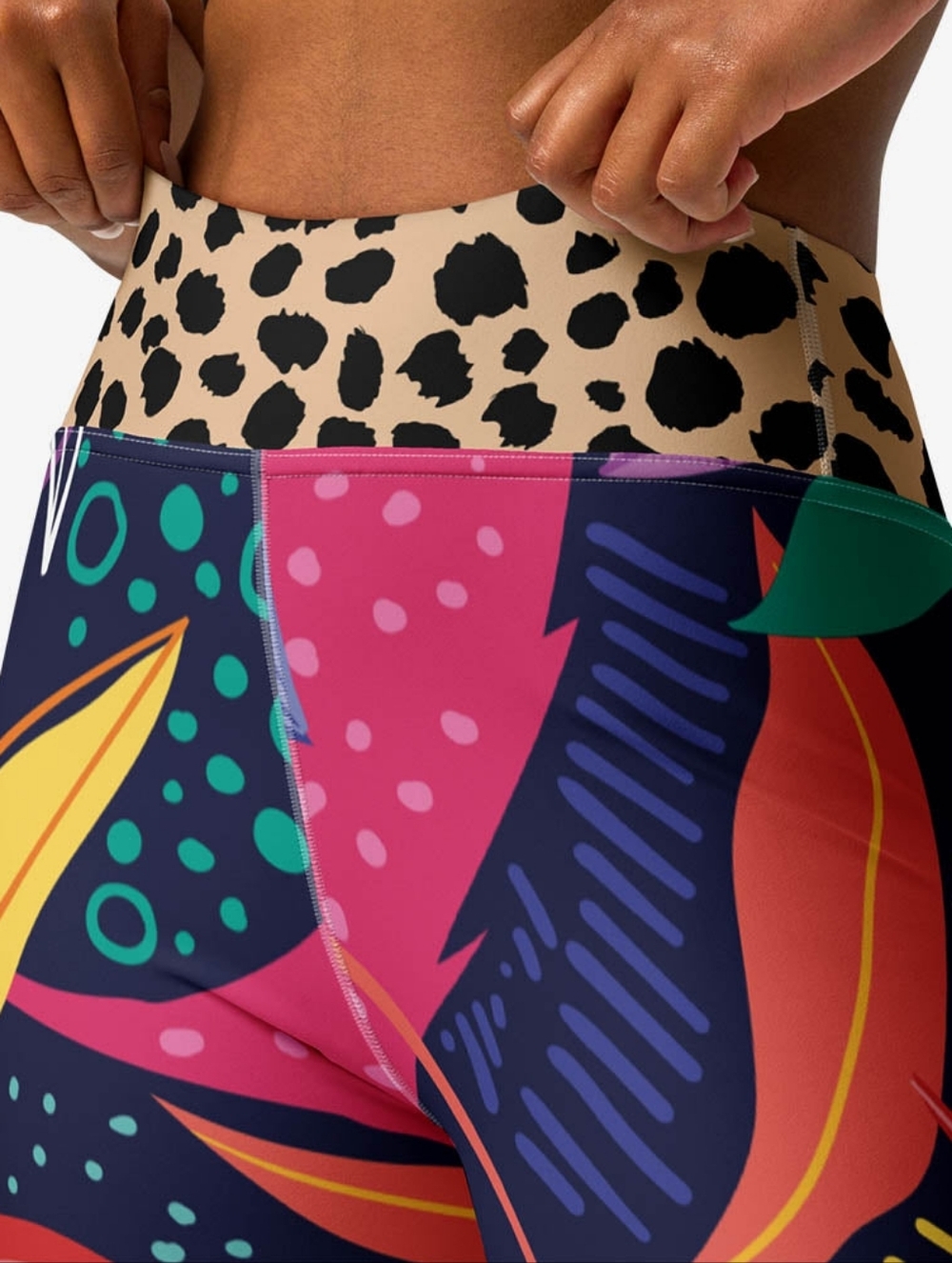 Loony Legs LONDON Floral Leggings "Animal Leaves" Blue/Orange/Green - Picture 4 of 11